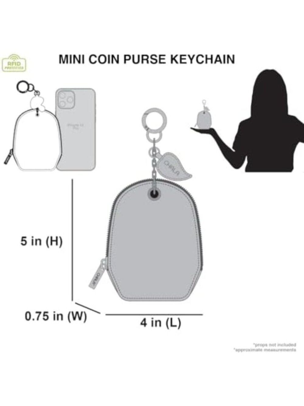 Mini Coin Purse Keychain - RFID Card Holder & Accessory - Hummingbird Design - Picture 7 of 7